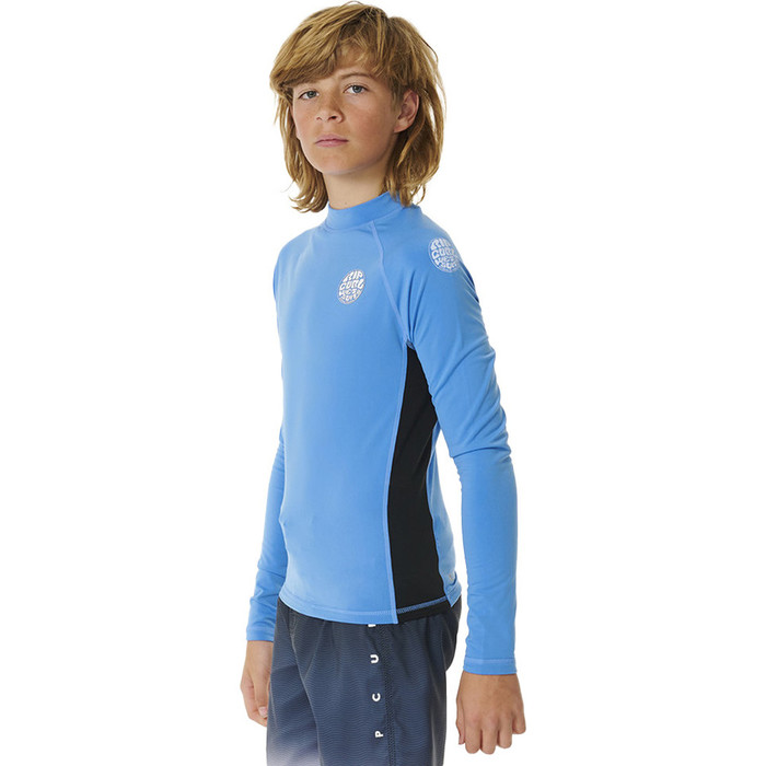 2023 Rip Curl Junior Icons UV gebrstet Langarm Rash Vest 11YBRV - Blau Gum